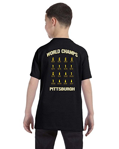 Three Rivers Clothing Pittsburgh City of Champions World Champions Youth T-Shirt (Youth Medium) Black