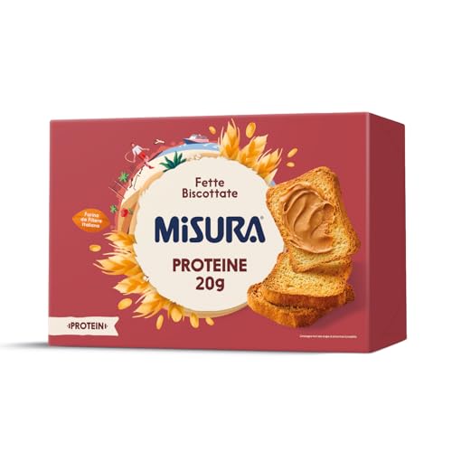 Misura Protein Fette Biscottate - Ricche di Fibre e Proteine Vegetali, Packaging con Carta Certificata FSC, Confezione da 320 gr