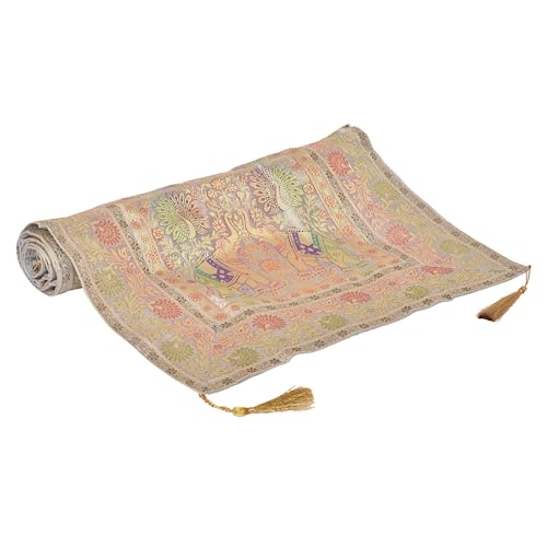Image of Banarasi Brocade Silk Handmade Table Runner for Dining Table, Centre Table, Coffee Table 70 X 16 in Table Top Table Cloth Room Decor Runner (Grey)