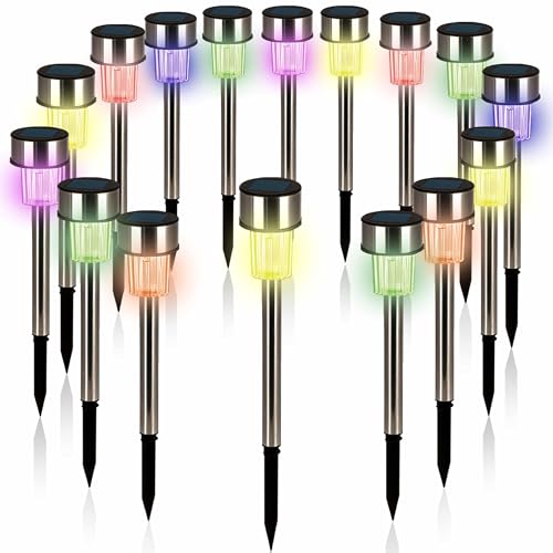 Deuba® Lot de 16 lampes solaires d'extérieur à LED résistantes aux intempéries IP44 - Capteur...