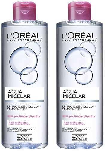 L'Oreal Paris Dermo Expertise Agua Micelar para Pieles Sensibles, Normales a Secas de L'Oréal Paris - 1 Unidad (Paquete de 2)