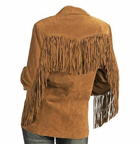 Women Traditional Western Cowgirl 100% Genuine Suede Leather Jacket | Ladies Native American coat with Fringed2
