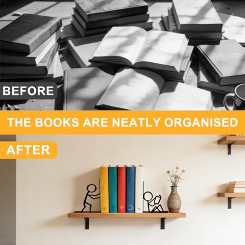 Bookends,Strichmännchen-Buchstützen, Verhindern Das Verrutschen, für Schlafzimmer, Bibliotheken, Büros, Schulen Und Zur Organisation des Schreibtisches, EIN Paar