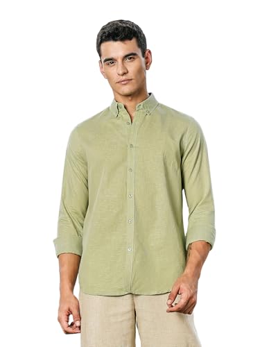 Image of Thomas Scott Men's | Linen Blend | Solid | Premium Cotton Linen Blend | Full Sleeve | Casual Shirt for Men