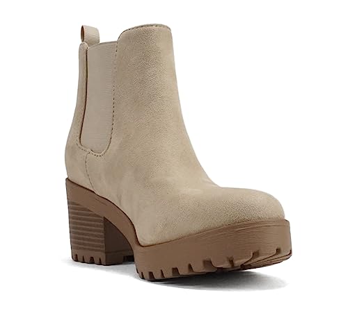 Image of Soda Top Shoes Jaber Ankle Boot W Lug Sole Elastic Gore and Chunky Heel