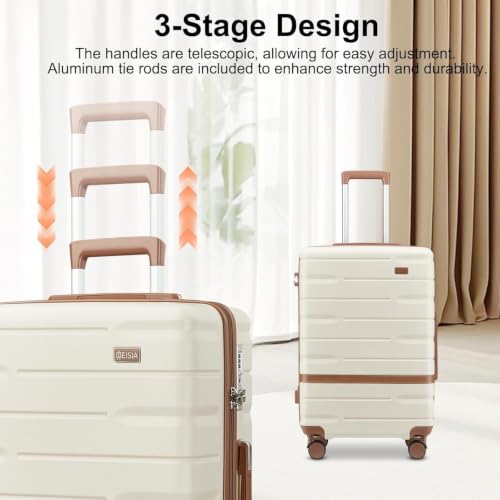 Image of NEISIA Luggage Sets with TSA Lock Hardside PC+ABS Carry On expandable Suitcase with Spinner Wheels Lightweight Rolling Travel Luggage Sets with YKK Zippers (Pink, 4 piece sets(14 /20 /DB /TB)
