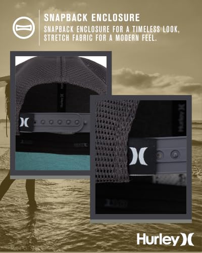 Image of Hurley Mens Trucker Hat - Flexible Quick Dry Fairway Mesh Trucker Hat for Men with Snapback Closure - Classic Mens Caps