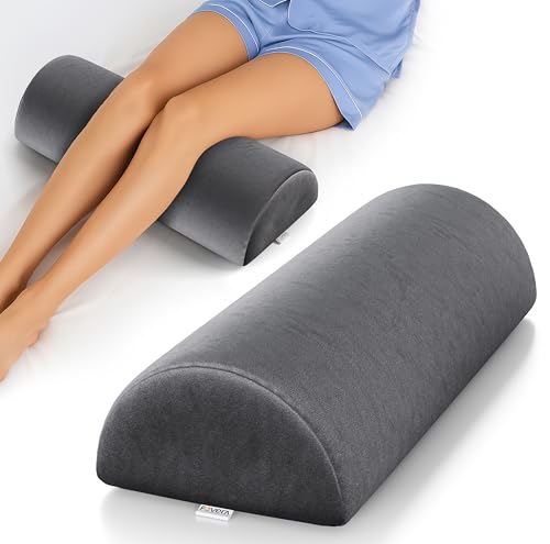 Image of FOVERA Knee Pillow for Back Sleepers, Half Moon Bolster Pillow for Legs, Memory Foam Top, Under Knee Pillow for Sleeping on Back, Multi Purpose Pillow for Head, Neck, Back & Leg Support (Dark Grey)