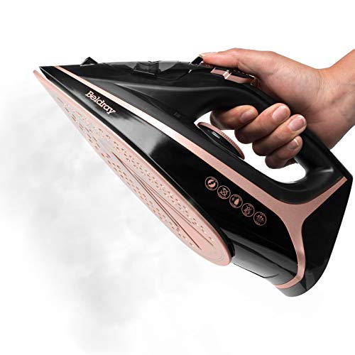 Beldray BEL0987RG 2 In 1 Cordless Steam Iron - 300ml, Rose Gold Edition, 360° Charging Base, Smooth Ceramic Soleplate, Corded or Cordless, 2600 W, 140g/min Steam Shot, Anti-Drip & Anti-Calc Functions