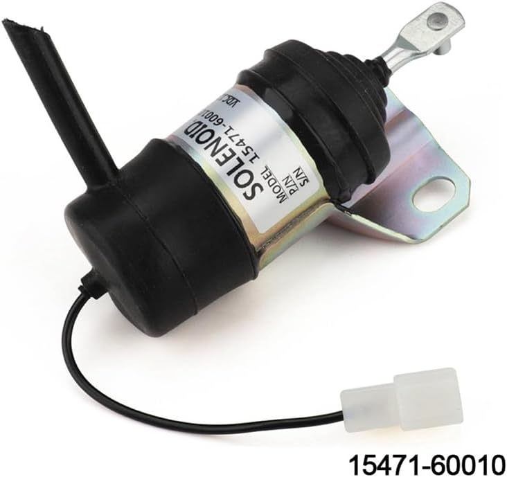 15471-60010 12V Fuel Shut Off Solenoid 052600-1000 15471-60013 for Kubota Tractor Spare Parts Generator Stop Solenoid - (Color: BlackSilver)