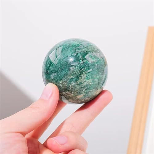 1Pc Chlorite Crystal Ball Decoration Green Quartz Gemstone Divination Magic Sphere Decorate Ornaments (Color : 6.5-7cm)