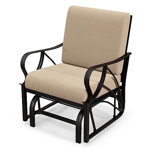 RELAX4LIFE Outdoor Gliding Chair, Garden Rocking Swing Chair with Removable Cushion, Relaxing Rocker...