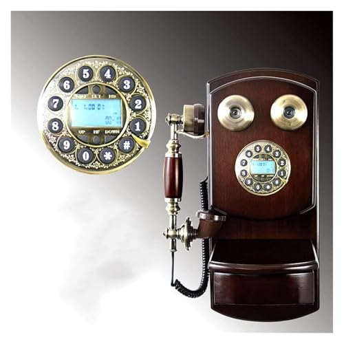 Téléphone mural ancien avec tiroir et boutons silicone rétro