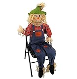 RZ Express Studios 63" Large Sitting Scarecrow Fall Harvest Halloween Porch Sitter Decoration