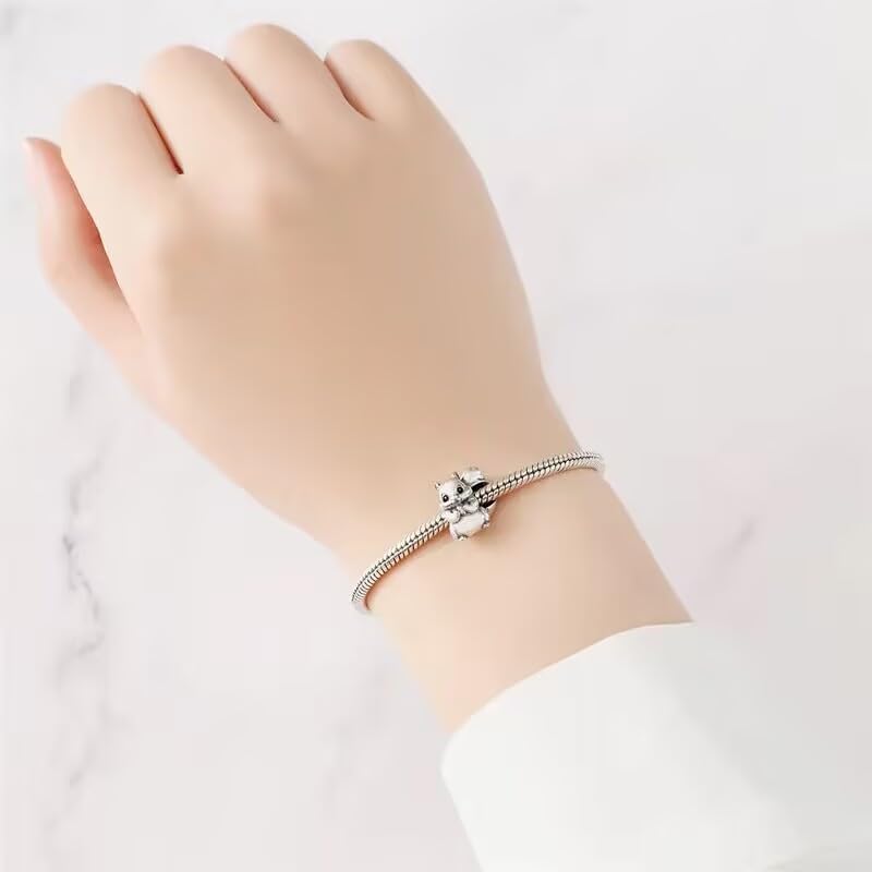 Cute Squirrel Charm 925 Sterling Silver Forever Charm for Woman Bead, Jewelry Beads Gifts for Family Women Bracelet&Necklace. - Image 4