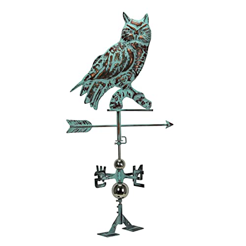 Things2Die4 Verdigris Copper Owl Weathervane Roof Mount Home Garden Decor Forest Lodge Art #TOP27