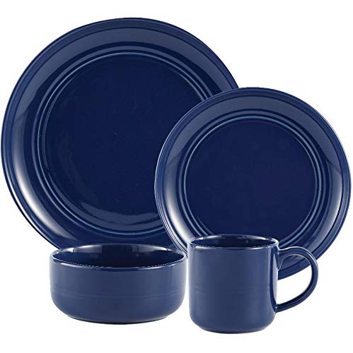 Dinnerset 16Pcs Navy Stoneware Ridge #TOP4
