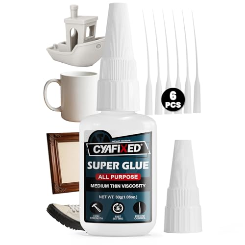 Image of Fast Super Glue 30 Gram, Strong Instant Thin CA Glue with Precision Microtips & Anti-Clog Caps for Wood Ceramic Plastic Glass 3D Prints Model, Heavy Duty Cyanoacrylate Adhesive