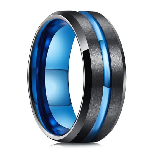 Bague de fiançailles à double rainure noire, le cadeau de mariage idéal