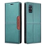 Netany Compatible con Funda para teléfono Samsung Galaxy A71 4G,con Bolsillo [Cierre magnético] Cartera Flip Funda de teléfono (Verde)