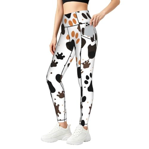 Legging pattes d'animaux doux avec poches latérales pratiques