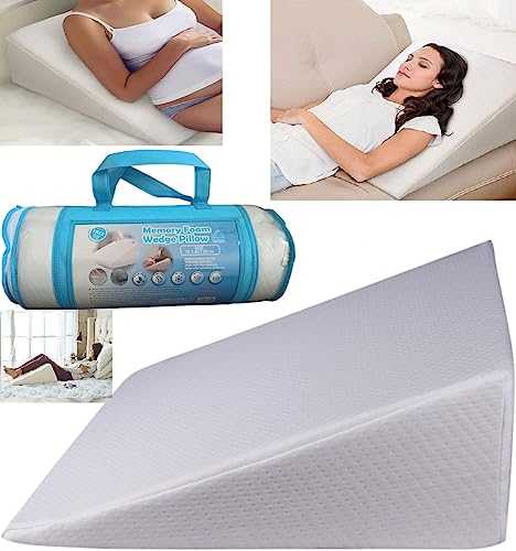 Copper Top Almohada de cuña de espuma viscoelástica cómoda, diseñada para el dolor de espalda y cuello, mejor circulación de reflujo ácido, con cremallera, funda lavable y transpirable