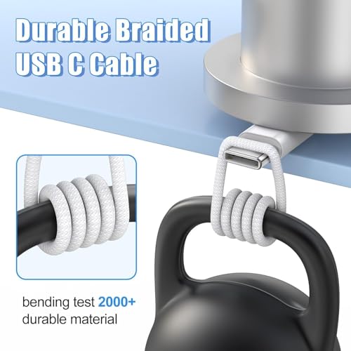 Image of ZYBUX USB-C to USB-C Braided 3.3 Feet (1M) Fast charging Type C Cable, for16 Pro max, 16 Pro, 16 Plus, 15 Pro Max, 15 pro, 15 Series and other Devices, Durable Cord, PD, White