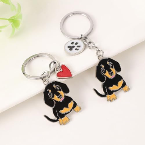 Lpitoy 2 Stück Dackel-Schlüsselanhänger, Niedliche Tier-Taschenanhänger und Schlüsselhalter für Hundeliebhaber