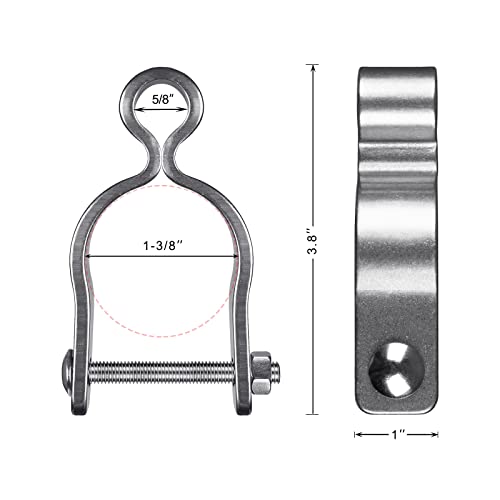 Insaga 304 Stainless Steel Chain Link Fence Gate Frame Female Hinge For Chain Link Fence Post, 2 Pack Post Female Hinges For 5/8'' Pin Fit 1-3/8''Outer Diameter Post/Pipe, Bolt/Nut Included #TOP4