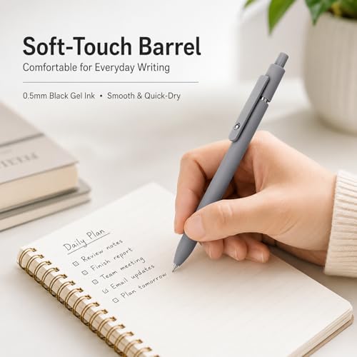 FIOVER Gel Pens, 5pcs 0.5mm Quick Dry Black Ink Fine Point Smooth Writing Pens High-End Series Ballpoint for Office School Supplies(Morandi)
