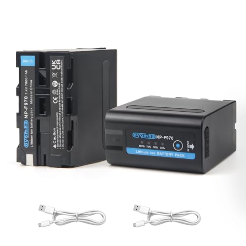Oyomba 2 X 7800mAh Batterie NP-F970 pour NP-F980 NP-F960 NP-F750 NP-F930 Batteries de Remplacement Compatibles avec DCR-VX2100, DSR-PD150, DSR-PD170, FDR-AX1, HVL-LBPB avec Sortie USB 5V