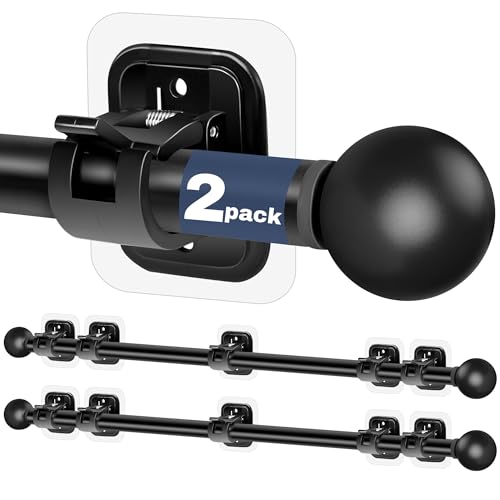 2 Pack Adhesive Curtain Rod No Drilling for Renter 48 to 84 Inch Adjustable
