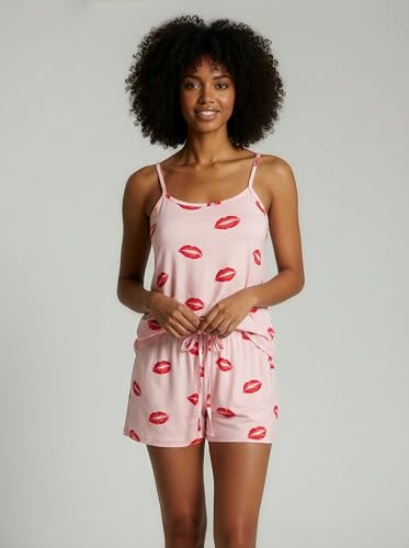 Image of Real Essentials 3 Pack: Women's Super Soft Pajama Set - Cute Cami Lounge Short and Top PJs Set (Available in Plus Size)