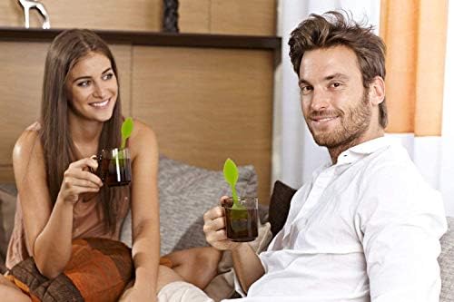 Silicone Loose Leaf Tea Infuser - Long Leaf Shape Handle - Stainless Steel Strainer ,Green (2pack, Green)