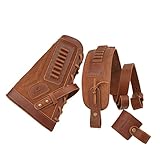 No Drill Leather Rifle Sling with Gun Buttstock for Lever Action .30-30 .30-06 .308 .357 .45-70 .22LR (.22LR .22MAG .17HMR, Righty Hand - Brown)