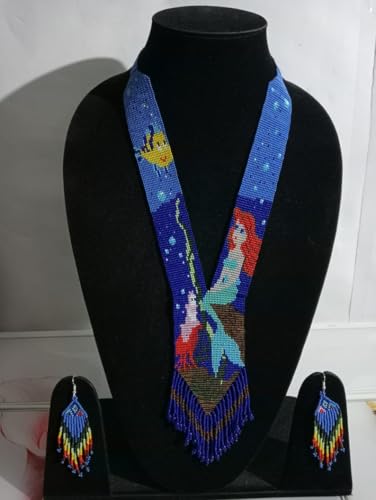 Collar Gerdan ucraniano multicolor y pendientes artesanales de semillas 2