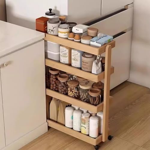 Chariot de rangement en chêne véritable pour une maison douce et ordonnée