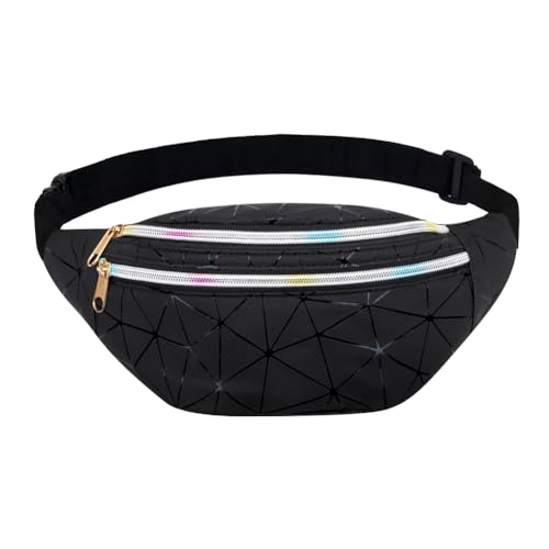 Aizgalxor Riñonera Plateada para Mujer Estilo años 80, Riñonera de Piel sintética para Hombre Estilo años 90, Riñonera Retro para Fiestas, Gimnasio, Correr y Viajar