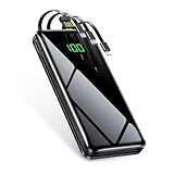 モバイルバッテリー 大容量【35000mAh・4台同時充電】 モバイルバッテリー 軽量 小型 4本ケーブル内蔵 急速充電 LCD残量表示 LED照明ライ Type-C入力ポート USB-A出力ポート 携帯充電器 スマホ 充電器 3WAY入力 iPhone/Android/iPadに適合する PSE技術適合品 旅行/出張/緊急防災 (ブラック)