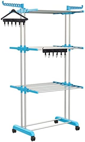 Synergy - Premium Heavy Duty Stainless Steel Clothes Drying Stand with EZEE Clipper for Hanging Undergarments, Socks, Baby Clothes (3-Tier) Blue - SY-CS19-COMBO