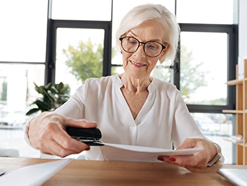 Heavy Duty Easy Grip Stapler, Effortless, With 1,000 Regular 1/4" Staples, High Capacity Compact Palm Of Your Hand Size, Ergonomic Soft Grip, Better Office Products #TOP3