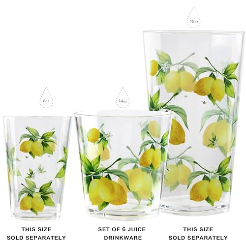 Calypso Basics Fresh Lemons by Reston Lloyd, 14oz Acrylic Rock Drinkware, Set of 6, white, lemon, green by Reston Lloyd - Used condition - Image 4