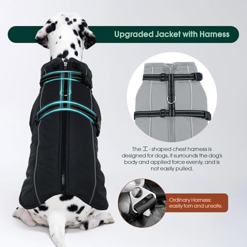 Kuoser Wasserdicht Hundejacke - Warm Wintermantel für Kleine Hunde, Fleecemantel Hundepullover, S Schwarz