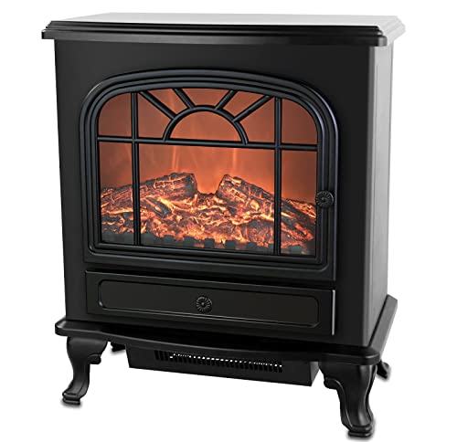 DMS® Elektrokamin mit Heizlüfter 2000W Elektro Kamin Elektrischer Heizung LED Kaminfeuer Effekt Kaminofen Flammeneffekt Heizer Ofen geräuscharm regelbar Heizgerät Ambiente Beleuchtung (SKB-2000B)