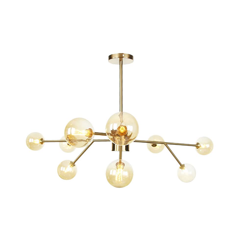 FYZDLAOR 9-Light Farmhouse Chandeliers,Rustic Industrial Light Fixture with Spherical Shade,Pendant Lighting for Dining Room,Kitchen Island,（with G4 Bulb）