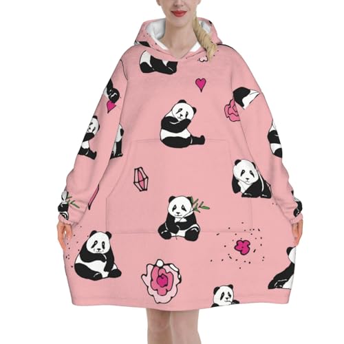 Couverture à capuche panda | Sweat géant en flanelle douce pour adulte