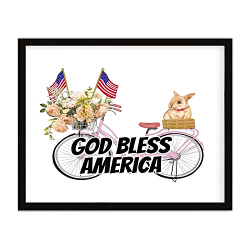 Plaque murale encadrée God Bless America NABRAND 40x50 cm en bois de ferme rustique pour le salon
