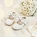 PHIRAMIN Toddler Flower Girl Ivory White Dress Shoes Size 7-Girl Ballet Flats Wedding Party