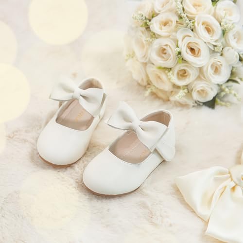 Image of PHIRAMIN Toddler Flower Girl Dress Shoes - Little Girl Mary Janes Flats Wedding
