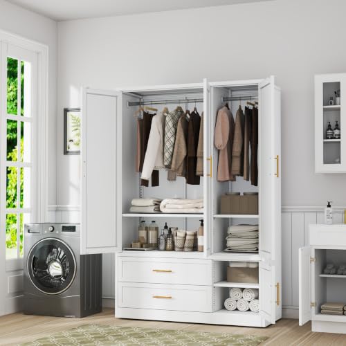 Image of GAIOUS Metal Armoire Wardrobe Closet, Freestanding Clothing Storage Cabinet